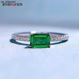 Band Rings Charms 100 925 Sterling Silver 46mm Emerald Lab Diamond Rings for Women Gemstone Wedding Party Fine Jewellery Lady Birthday Gift J230522