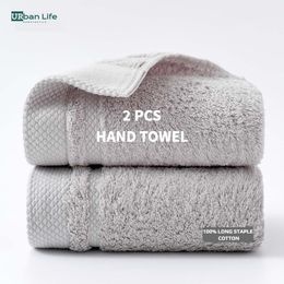 URBANLIFE 100% 28S Long Staple Cotton Towels Set, Highly Absorbent Hand Towel Set No Fluorescent Agent Super Soft Bathroom Towel