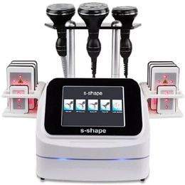 4 Handle and 8 laser pads cavitation rf vacuum 6 in 1 Fat Reduction Body remodeling s shape body cavitation machine 40K