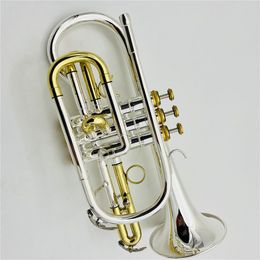 Real Pictures Bb Tune Cornet Sliver Plated Brass Keys Professional Brass Instrument With Case Accessories