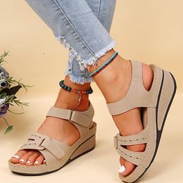 Sandals 2023 Women Soft Bottom Wedge Slip On Open Toe Walking Shoes Summer Slipper Party Footwear Female Zapatillas Muje