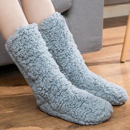 Slippers Autumn Winter Home For Women's Silicone Non-slip Socks Warm Thick Plush House Indoor Female