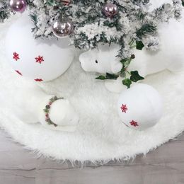 Christmas Decorations Cyd- Pure White Plush Tree Skirt Artificial FurSoft Comfortable Pet Mat Bedroom Living Room El