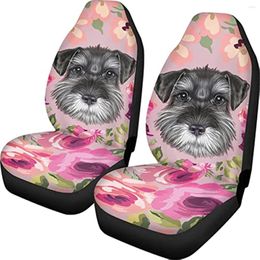 Car Seat Covers 2 Piece For Women Yorkshire Terrier Floral Print Universal Auto Front Seats Protector