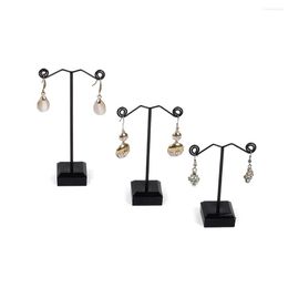 Jewellery Pouches 3pcs Black Clear Acrylic Stud Earring Display Rack Stand Organiser Bouches Ornament Holder Hook Hanger Counter Case