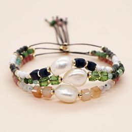 Charm Bracelets Go2Boho Irregular Crystal Beaded Rope Chain Pearl Jewellery Adjustable Bangle Multicolor Beads Bracelet For Woemn Men