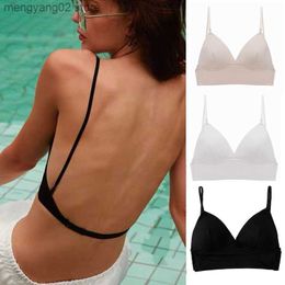 Bras Sexy Summer Bra Ice Silk Crop Tops Sports Spaghetti Strap Vest Top Women Built In Bra Off Shoulder Sleeveless Camisole Underwear T230522