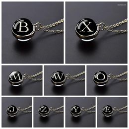 Pendant Necklaces 26 Letter Double Sided Glass Ball Necklace Alphabet Free Combination Initial Charm Jewellery Women Gift