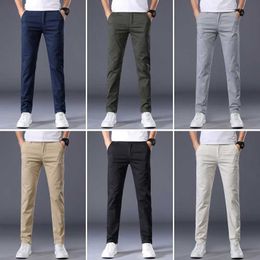 Men's Jeans 7 Colors Men's Classic Solid Color Summer Thin Casual Pants Business Fashion Stretch Cotton Slim Brand Trousers Male