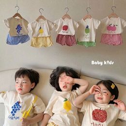 Clothing Sets Toddler Baby Girl Clothing Sets Tshirts Pants Suit Kids Short Sleeve For Summer Outfits Baby Children Costume Girls 06 Pajamas 230520