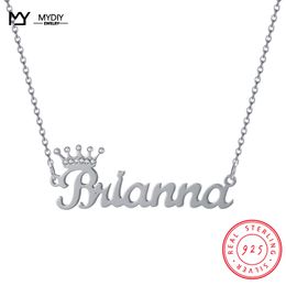 Necklaces 925 Sterling Silver Diamond Kalaunu Vintage Trend Custom Personalized Necklace Crown Zircon Jewelry Valentine's Gift for Women