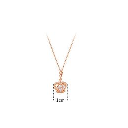 Classic Korean Style Snowflake with Crown Diamond Titanium Steel Necklace Female Pendant Rose Gold Clavicle Chain Factory Direct Sales