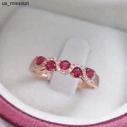 Band Rings Fashion 925 Sterling Silver Rings Micro inlay Ruby Diamond Rings For Women Single Row S925 Silver Engagement Ring Fine Jewellery J230522