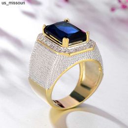 Band Rings Sapphire Gem Gold Ring for Men Women Vintage Cool Punk Rings for Male Jewellery Accessories for Nightclubs Bars 18K Gold Jewellery J230522