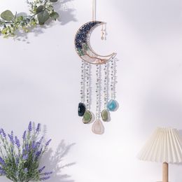 Moon Dream Catchers with Crystal Life Tree Gemstone Dream Catchers Natural Gem Agate Wall Hangings Room Garden Dreamcatchers Decor 1224340