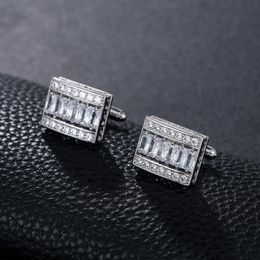 WEIMANJINGDIAN Brand New Arrival Exquisite Cushion Cut Cubic Zirconia Oval-Shaped CuffLinks for Men in White / Rose Gold Colours