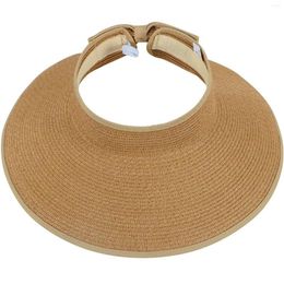 Wide Brim Hats Women Outdoor Sun Visor Summer Breathable Air Large Solid UV Protection Hollow-Out Empty Top Straw Cap