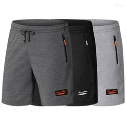 Men's Shorts Summer Cotton Casual Men Fashion Print Short Pants Side Pockets Zip Outdoor Running Loose