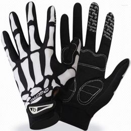 Cycling Gloves Spring Full Finger Skull Touch Screen Shockproof Bike Bicycle Fitness For Riding Motorcycle