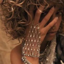 Link Bracelets Ins Fashion Tassel Rhinestone Hand For Women Bohemian Crystal Finger Ring Bracelet Bangle Charm Jewellery Accessories