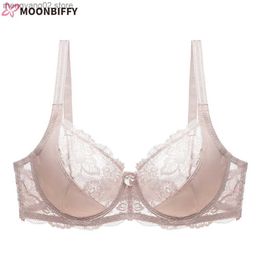 Bras Embroidery Floral Bralette Lace Perspective Bra Women Sexy Lingerie Underwire Large Size C D E 80 85 90 95 100 105 T230522