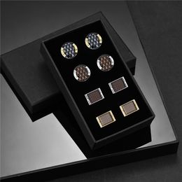 4 Pairs Set CuffLinks For Mens With Box Wedding Souvenirs For Guests Luxury Jewelry Gifts Man Shirt Cufflink Business Tie Clips