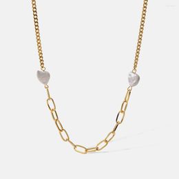 Chains Stainless Steel 18K Real Gold Plated Necklace For Women Exquisite Love Natural Freshwater Pearl Jewelry Direct Selling