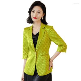 Women's Suits High Quality Acetic Acid Satin Blazer For 2023 Spring And Summer Women Small Jacket Office Lady Formal Tops