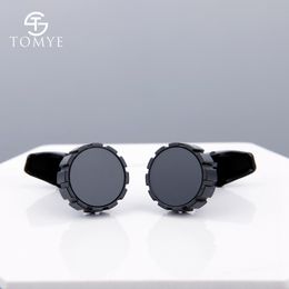 Men's Cufflinks TOMYE XK19S093 High Quality Matte Black Round Formal Casual Business Tuxedo Dress Shirt Cuff Links for Wedding