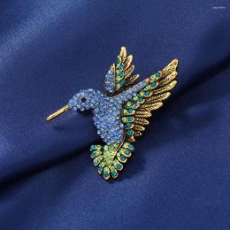 Brooches Creative Coloured Rhinestones Hummingbird Brooch Vintage Trendy Suit Pins Gift Exquisite Animal Corsage Accessories