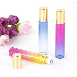 Refillable Gradient unbreakable split glass Essential Oil Bottle with Cover - 10ml Capacity and Stainless Steel Dispensing System