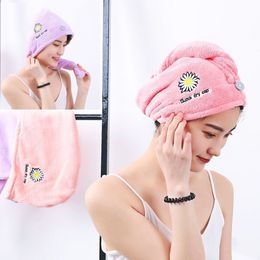 Daisy Microfiber Towel Hair Towel Embroidered Flowers Quick Drying Towel Soft Bath Wrap Hat Super Water Absorption