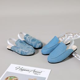 Sandals Summer Kids Shoes Children Outdoor Slides Baby Girls Denim Slippers Toddler Boys Blue Brand Flats Princess Slides Slip On Shoes 230522