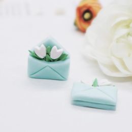 Dangle Earrings Envelope Flowers Stud For Women Girls 2023 Simple Fashion Heart Drop Earring Polymer Clay Handmade Mama Gifts