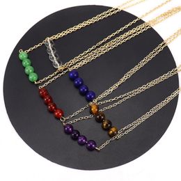 Handmade Natural Stone Beaded Pendant Necklaces Jewelry With Gold Plated Chain For Women Girl Party Fashion Accessories