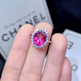 Rings Natural Pink Topaz Ring 925 Sterling Silver Female Support Detection Popular Fine Jewelry Engagement Rings for Women