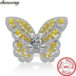 Charm Butterfly Topaz Diamond Ring 100% Real 925 sterling Silver Engagement Wedding Band Rings For Women Bridal Jewellery