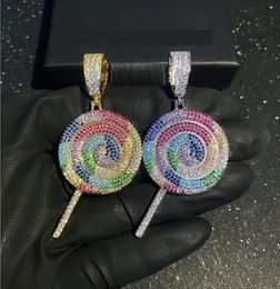 Necklaces cute lovely girl women Jewellery rainbow cz lollipop pendant tennis chain necklace 16" 18" iced women Jewellery