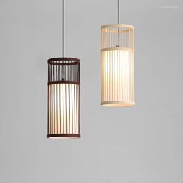 Pendant Lamps Natural Bamboo Handmade Lights Chinese Style Rattan Woven Hanging Light For Dining Room Home Deco Suspension Luminaire