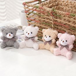 12cm White Pink Teddy Bears Stuffed Plush Toy Mini Bear Doll Toy Keychain Bag Pendant Wedding Decoration Children Birthday Party Gifts