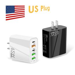 Cell Phone Chargers 65W USB-C Fast Charger Adapter Block Type C PD 20W 15W Dual Ports 3.1A QC3.0 Quick Charging Travel Charge For iPhone 13 14 iPad Huawei Xiaomi Samsung
