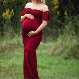 Maternity Dresses Elegant Maternity Off Shoulder Lace Mermaid Dresses Baby Shower Photography Dress Pregnancy Gown Maxi Dresses for Photo Shoot AA230522