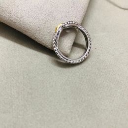 Marke Ringe Dy Twisted Zwei-farbe Kreuz Ring Frauen Mode Platin Überzogene Schwarz Thai Silber Heißer Verkauf Schmuck Ring