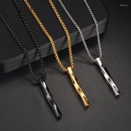 Pendant Necklaces WLP Stainless Steel Rectangle Necklace For Men Kpop Street Wear Chain Male Collar Hombre Jewelry Gift Choker