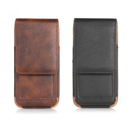 Phone Holster Cases Leather Vertical Belt Clip 4.7-6.3Inch Pouch Rotate Waist Bag Card Slots For IPhone 15 14 Samsung S23