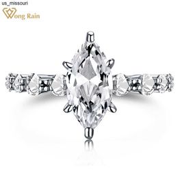 Band Rings Wong Rain 100 925 Sterling Silver Marquise Cut High Carbon Diamonds Gemstone Wedding Engagement Ring Set Fine Jewelry Wholesale J230522