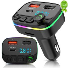 Car New Bluetooth 5.0 FM Transmitter Modulator Audio Receiver PD 20W Fast Charger 7 Colors Light Cigarette Lighter Outlet Support U Disk