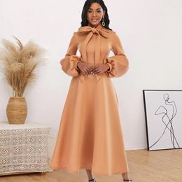 Casual Dresses Autumn And Winter Lace-up Dress Multi-Color Optional Commute Style Puff Sleeve A-line Floral African Socialite