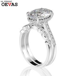 Band Rings OEVAS 925 Sterling silver 9 13 mm High Carbon Diamond Egg Female Rings Set For Women Sparkling Wedding Party Fine Jewelry Gifts J230522