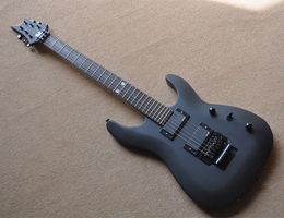 Factory Custom Matte Black Electric Guitar with Tremolo Bridge can be Customised